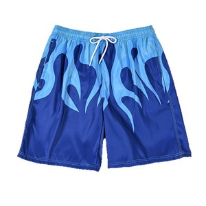Short de bain pour hommes avec imprimé flamme, séchage rapide, avec cordon de serrage, pour la plage et le surf, taille adulte, grande taille, coupe européenne - Product Image 5