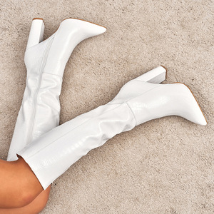 Botas Longas 2024 para Mulheres com Salto, Botas de Moda em Couro PU de Alta Qualidade, Botas Oversize para Mulheres até o Joelho - Product Image 3