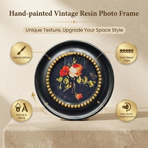 Support de cadre photo rond en résine écologique personnalisé en gros pour la décoration intérieure, salon, <span class=keywords><strong>café</strong></span>, style vintage - Product Image 4