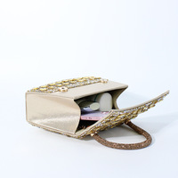 Pochette de soirée entièrement ornée de strass pour femme, sac à main scintillant en cristal avec poignée supérieure et chaîne, idéal pour mariage et fête