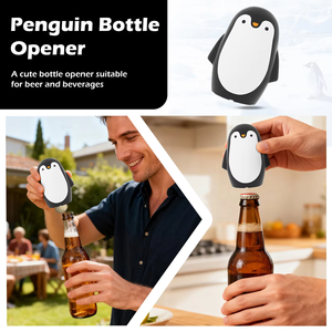 Ouvre-bouteille automatique en plastique Penguin, ouvre-bouteille de bière créatif multifonctionnel, bar, petit outil moderne, accessoires - Product Image 2