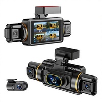 Mini caméra embarquée 4G 4 canaux avec écran tactile IPS 3 pouces, 4 objectifs à 180 degrés, vision nocturne, WiFi, enregistrement en boucle, garantie 1 an, couleur noire