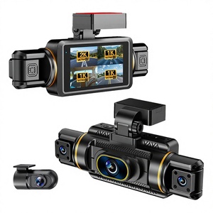 Mini caméra embarquée 4G 4 canaux <span class=keywords><strong>avec</strong></span> écran tactile IPS 3 pouces, 4 objectifs à 180 degrés, vision nocturne, WiFi, enregistrement en boucle, garantie 1 an, couleur noire - Product Image 1