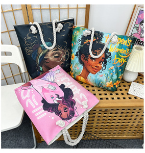 Bolsa Grande Personalizada para Meninas Negras, Sacola de Lona Afro-Americana para Mulheres - Product Image 1