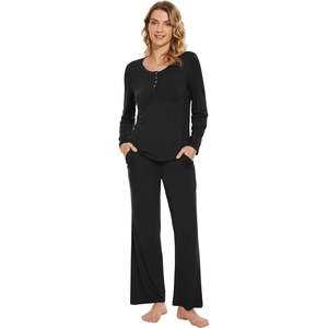 Ensemble de pyjama en viscose de bambou pour femmes, manches longues, vêtements de nuit amples et confortables avec poches, tailles S à XXL - Product Image 2