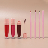Brillant à lèvres de marque privée de haute qualité Kit de crayon à lèvres Logo personnalisé Longue durée Étanche Vegan 2 en 1 Brillant à lèvres et crayon à lèvres Ensemble
