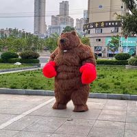 Costume de mascotte gonflable géant en peluche d'ours brun pour Noël, fête d'adultes, cosplay, avec casque personnalisable