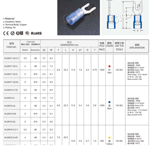 Série LSNY Fabrication de bornes à fourche isolées <span class=keywords><strong>en</strong></span> nylon, connecteurs à embout pour câble <span class=keywords><strong>en</strong></span> cuivre avec embout à fourche <span class=keywords><strong>en</strong></span> U, bornes de verrouillage - Product Image 4