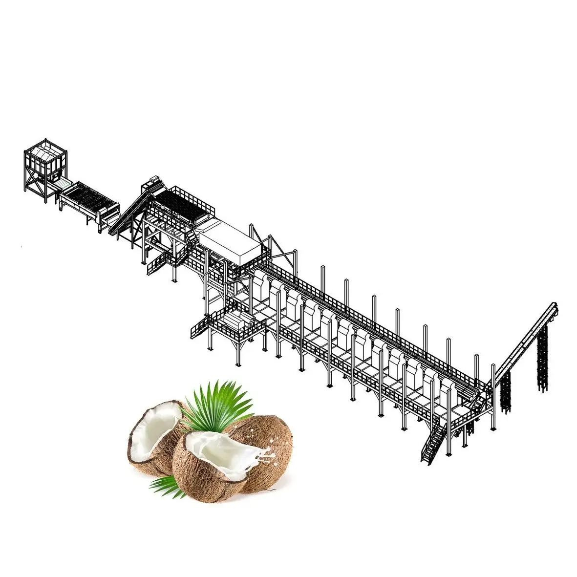 Máquina de procesamiento de agua de coco, línea de producción de aceite de coco