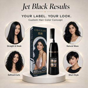 Crème colorante permanente pour cheveux noirs foncés, avec applicateur en peigne, essence naturelle, approvisionnement direct pour tous les types de cheveux - Product Image 1