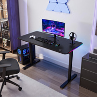 Bureau de jeu PRORIALS durable avec bande lumineuse LED RGB, surface en fibre de carbone, hauteur réglable ergonomique, compact et peu encombrant, antidérapant