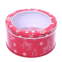 Boîtes rondes en fer blanc vintage pour gâteaux, emballage cadeau, 8 pouces, pour cookies de noël, boîte d'assiettes avec fenêtre