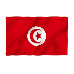 Wholesale 100% Polyester 3x5ft Custom Printed TN TUN Tunisian Tunisia Flag