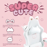 Chaise de jeu blanche mignonne avec oreilles de chat, chaise d'ordinateur ergonomique avec repose-pieds, chaise de jeu inclinable pour filles, adolescentes et enfants