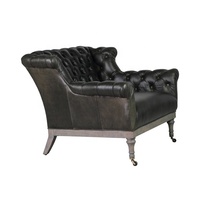 202602 Shayne Design Fabricant de meubles de rembourrage, Fauteuil Chesterfield classique français capitonné en cuir véritable pour salon
