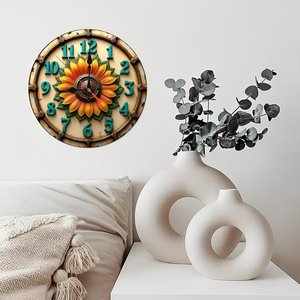 Round Wooden Wall <b>Clock</b> 25x25Cm Silent Non Ticking Cafe Restaurant Decor - Product Image 4