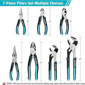 DuraTech Pliers Set Rolling Hand Cr-Ni Construction Joint <b>Long</b> Needle <b>Nose</b> Linesman Diagonal OEM - Product Image 2