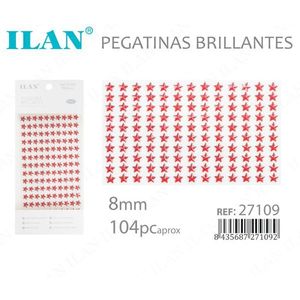 Pegatinas de Diamantes de Imitación en Forma de Estrella Roja Ilan, 8 mm, Aprox. 104 Piezas, Ref. 27109 - Product Image 3