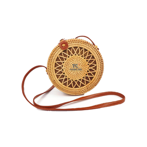 วินเทจเป็นมิตรกับสิ่งแวดล้อมที่กําหนดเอง OM หัตถกรรมกระเป๋ารอบกระเป๋าหวายฟาง Handmade สุภาพสตรีกระเป๋าผู้หญิง - Product Image 1