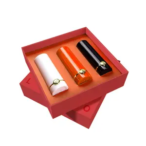 Ruj hediye kutusu kozmetik hediye kutusu sert kutuları güzel ambalaj High End gri kurulu ambalaj kırmızı renk ruj seti paketi
