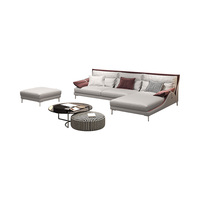 Ensemble de canapés en cuir blanc de luxe moderne de style italien de haute qualité et fournitures pour meubles de salon