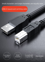 Câble d'imprimante USB 2.0 Type A vers Type B, port carré mâle, anneau magnétique, blindage en feuille d'aluminium pour scanner, machine à fax, copieur