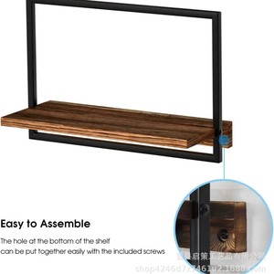 Wooden <b>Wall</b> <b>Mounted</b> <b>Shelf</b> Rectangle 1 Tier Living Room Storage Multipurpose Freestanding - Product Image 3