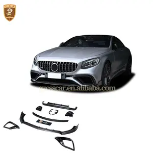Voor Mercedes Bens S Klasse C217 S63Amg Bs Stijl 3K Carbon Glossy Achter Diffuse Spoiler Uitlaat Cover Body Kit
