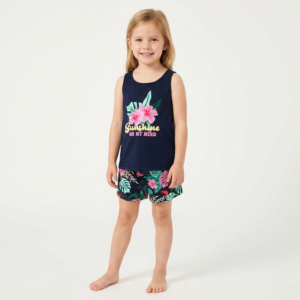 Black Flower ( Tank Top & Shorts )