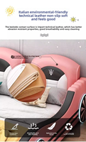 Lit Simple Design en Forme de Voiture pour Enfants Plus Âgés avec Barrière en Bois Massif, Meuble de Chambre à Coucher Moderne et Simple, Grand Lit pour Chambre de Garçon