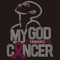 Motif thermocollant personnalisé en strass ruban rose lutte contre le cancer du sein pour T-shirt