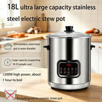 Marmite Électrique Grande Capacité en Acier Inoxydable 304, Cuiseur Automatique pour Congee, Cuiseur Électrique pour Riz, Certification CB