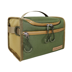Camping Insulated Cooler Bag Canvas Shoulder Bag Zipper Closure Outdoor Activities Casual Green Beige - Product Image 5