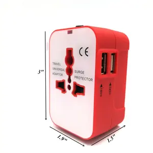 CE ROHS Certificate International Universal Travel Plug With Dual USB Ports