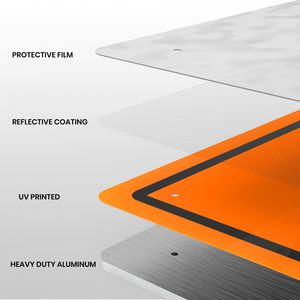 Señal de Advertencia de Trabajo en Progreso, 24*24 Pulgadas, Aluminio Reflectante, Impermeable, con Orificios Preperforados - Product Image 3