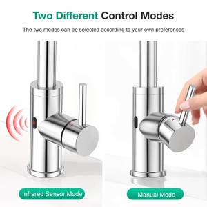 Grifo de Agua Automático Sin Contacto con Sensor Infrarrojo para Cocina y Baño, Mini Grifo de Fregadero con Sensor de Inducción de Control Paralelo - Product Image 4