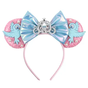 Diadema con orejas de ratón de dibujos animados para niña y adulto, lazos de lentejuelas, accesorios para el cabello para fiesta de carnaval, diadema de princesa