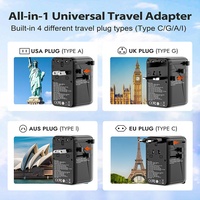 Worldplug 170W GaN Super Fast Multi-Plug Adaptateur de voyage QC3.0 Compatible Prise internationale universelle pour appareil photo Ordinateur portable Autre