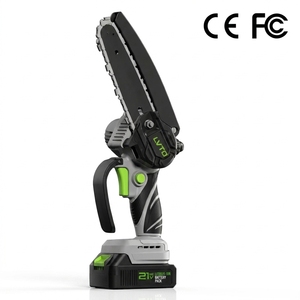 Mini tronçonneuse sans fil 21V de 6 pouces, moteur sans balais, utilisation à une main, alimentée par batterie avec verrou de sécurité et affichage LED de l'état de la batterie - Product Image 1