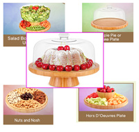 6-in-1Bamboo Gâteau Stand Avec Dôme