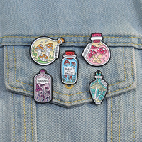 Dessin animé mignon potion magique dérive bouteille champignon Animal métal doux émail broche mode meilleur ami cadeau broche bijoux accessoires