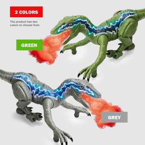 Jouet <span class=keywords><strong>dinosaure</strong></span> <span class=keywords><strong>Velociraptor</strong></span> <span class=keywords><strong>télécommandé</strong></span> 2,4 G avec pulvérisation de brume, lumière LED et son rugissant - <span class=keywords><strong>Dinosaure</strong></span> RC interactif pour enfants - Product Image 3