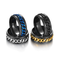 CAIOOCHE Bague Tendance à Chaîne Rotative, Bijoux Fins, Vente en Gros de Bagues en Acier Inoxydable pour Hommes, Bijoux de Mode