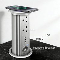 Prise de courant motorisée escamotable pour bureau, 2 prises CA, 2 ports USB, multiprise encastrée pour table de conférence