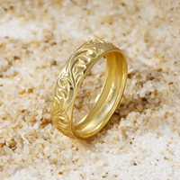 Bague de mariage empilable pour homme en argent S925 plaqué or 14K, motif Princesse Hawaïenne, gravée fleur de Plumeria