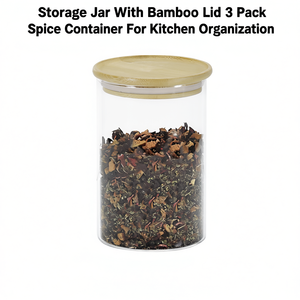<b>Storage</b> Jar With Bamboo Lid 3 Pack Spice <b>Container</b> For <b>Kitchen</b> Organization - Product Image 2