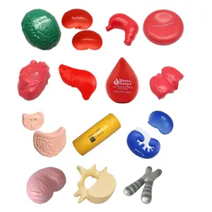 Hirnförmiger Stressball Großhandel günstiges Logo Druck menschliche Organe Kunststoff-Hirnform-Stressball