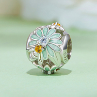 Pendentif papillon vert en argent sterling 925, breloques abeille et marguerite, compatibles avec bracelet original, collier DIY, bijoux en argent, cadeau
