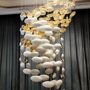 Ornement aérien personnalisé hôtel hall villa plafond décoration lustre en verre créatif doré <span class=keywords><strong>dinosaure</strong></span> en forme d'oeuf suspension - Product Image 1