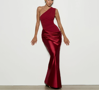 Robes longues vintage asymétriques à une épaule pour femmes, élégantes robes de soirée en tulle, robes en satin à taille basse asymétrique pour femmes